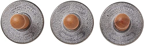 Nordic Ware Holiday Cookie Stamps wooden handle closeup
