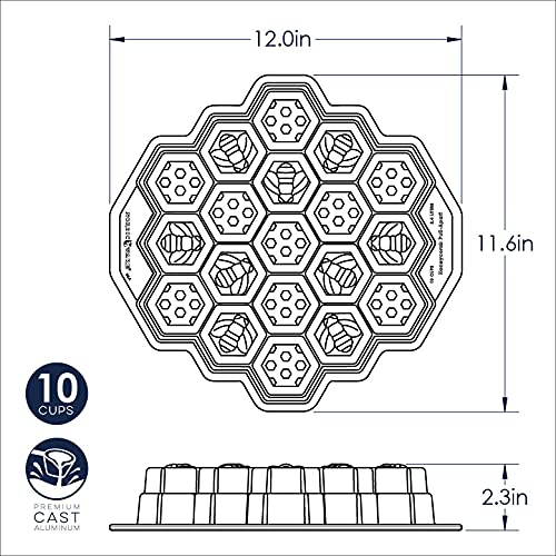Nordic Ware Honeycomb Pan bottom view reveals durable cast aluminum construction.