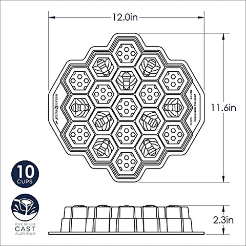 Nordic Ware Honeycomb Pan bottom view reveals durable cast aluminum construction.