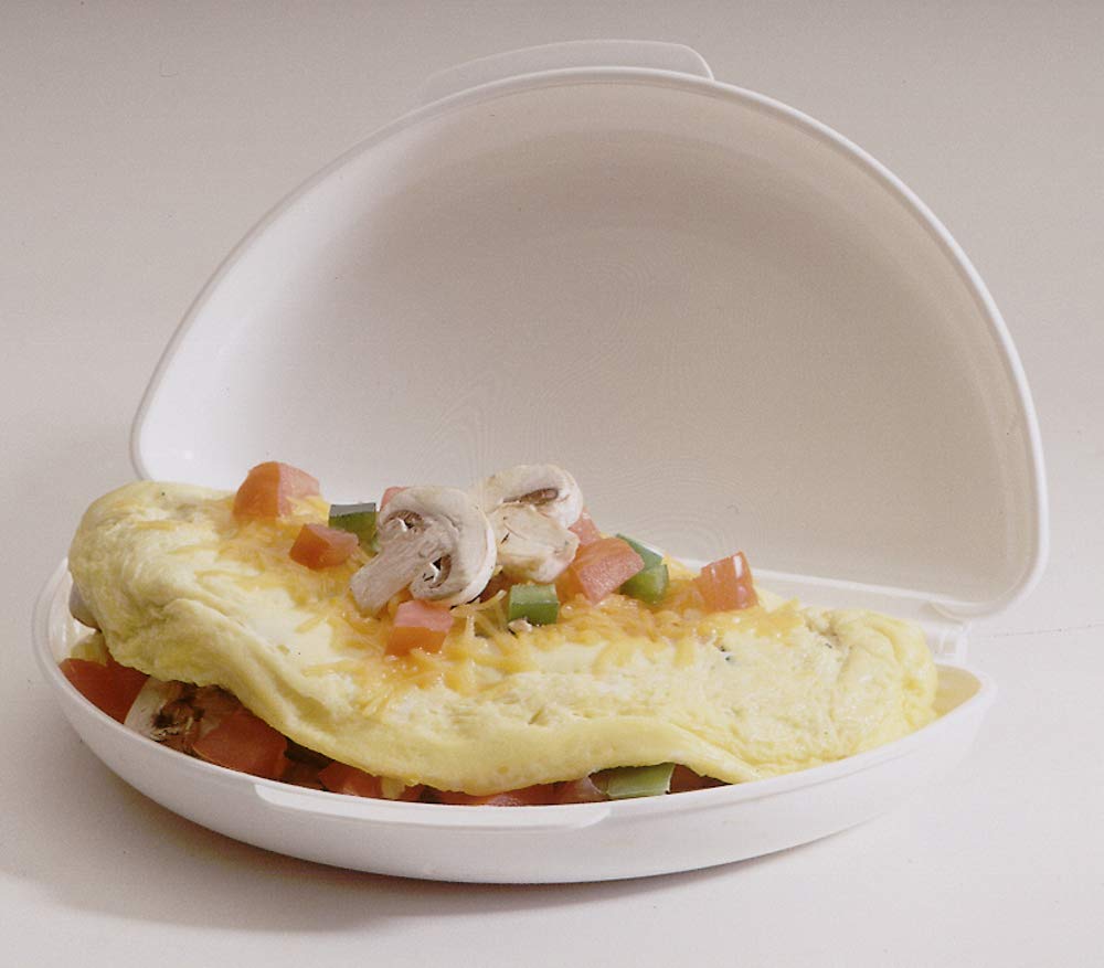 Nordic Ware Microwave Omelet Pan Cooker Set of 2, in use, demonstration of fast, simple breakfasts.