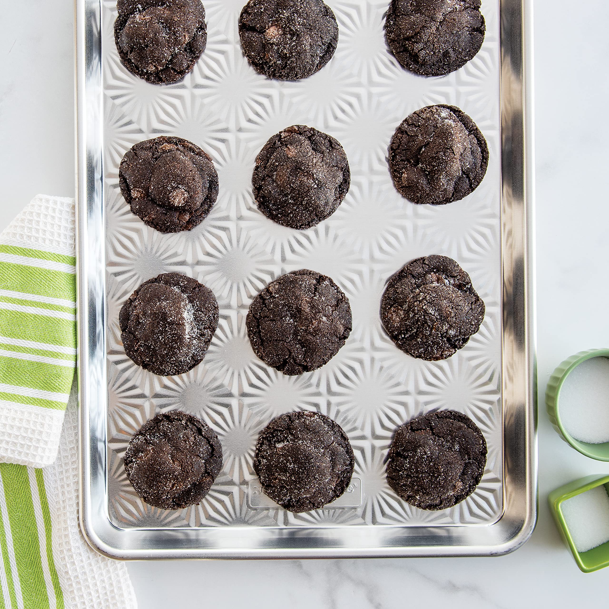 Nordic Ware natural aluminum; even heat distribution for consistent bakes.