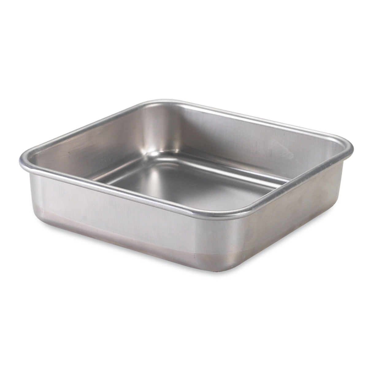 Nordic Ware natural aluminum square pan top view highlighting warp-resistant reinforced rim for even baking