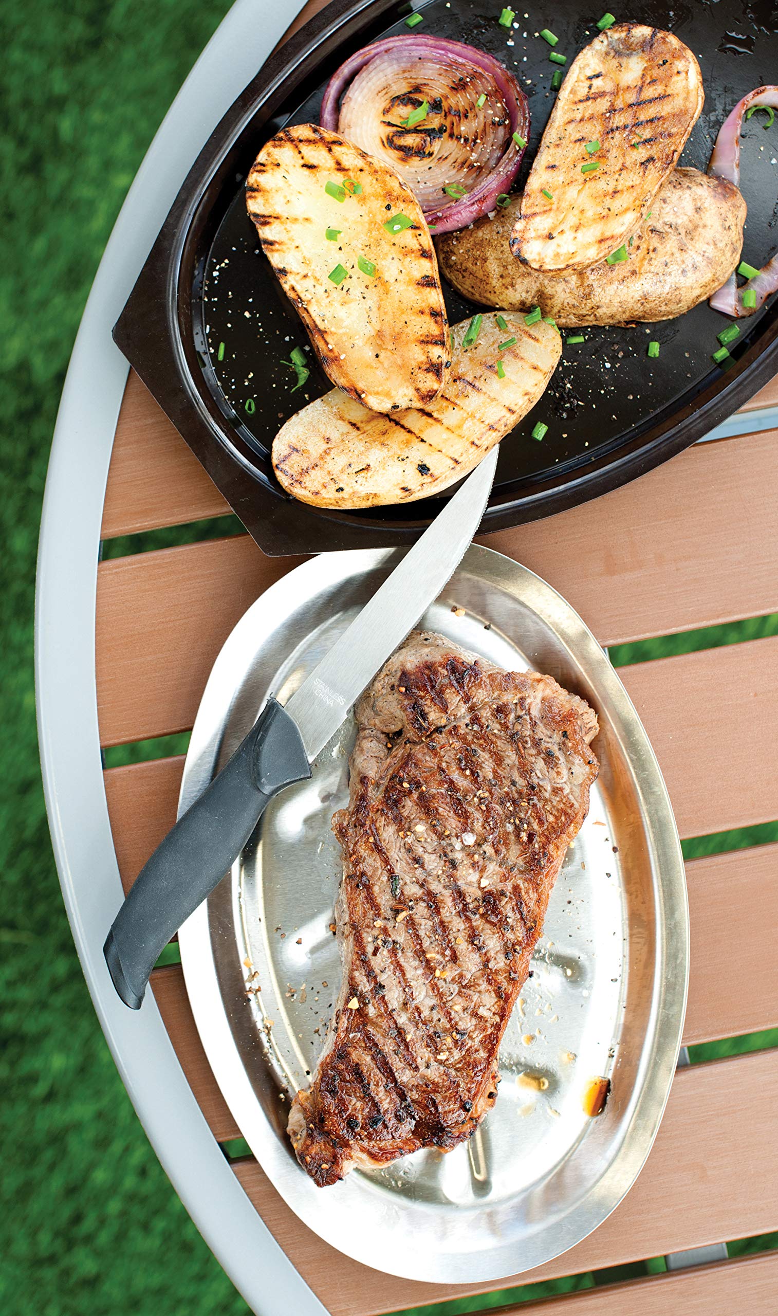 Nordic Ware Sizzling Server exterior measures 11.4 by 7.8 inches