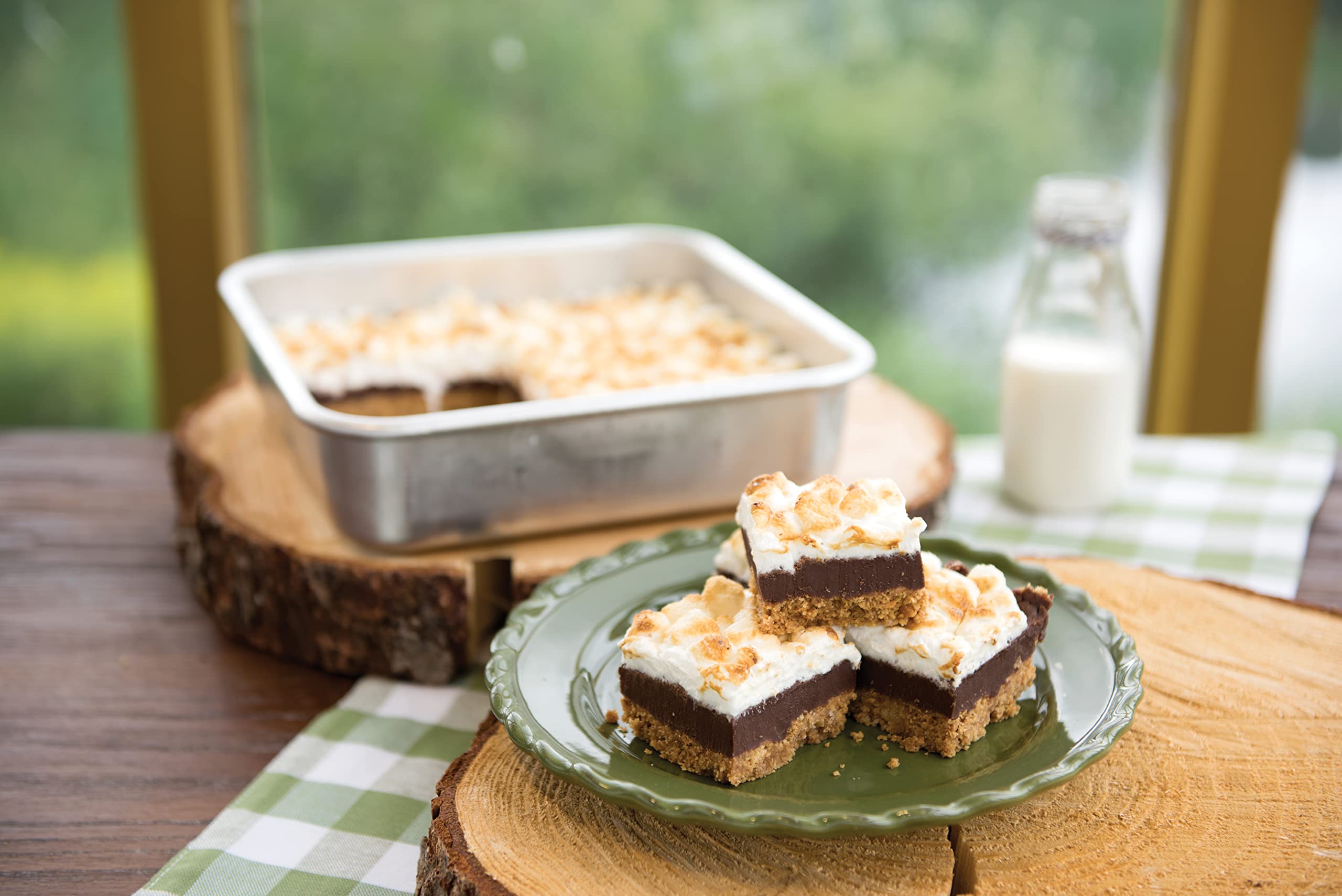 Nordic Ware square cake pan close-up rim detail emphasizes durable construction and even browning