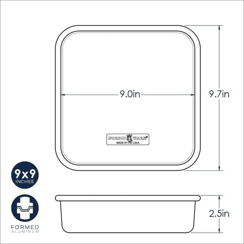 Nordic Ware square pan in use shows easy hand-wash care and minimal discoloration