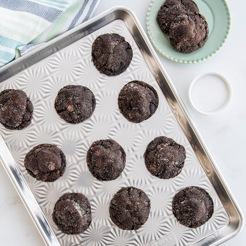 Nordic Ware starburst embossing close-up boosts airflow for crisp results.