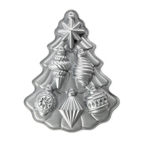 Nordic Ware Vintage Ornament Cakelet Pan full view shows durable cast aluminum for crisp detail