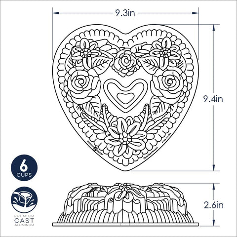 Nordic Ware Wildflower Heart Bundt pan features PFAS- and PTFE-free nonstick.