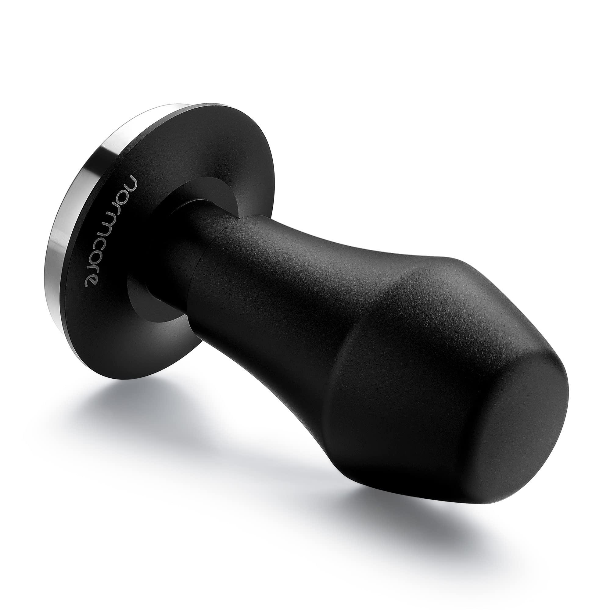 Normcore spring-loaded system provides adjustable pressure for tailored tamping.