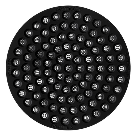 Normcore puck screen shows 58.5mm diameter for balanced extraction and simpler cleanup.