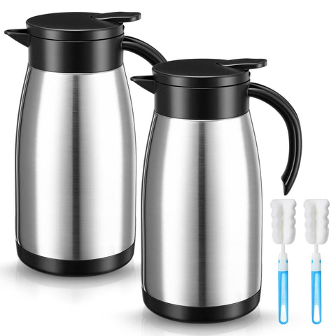 Norme 2-piece thermal carafe with lid keeps coffee hot or tea cold for gatherings.
