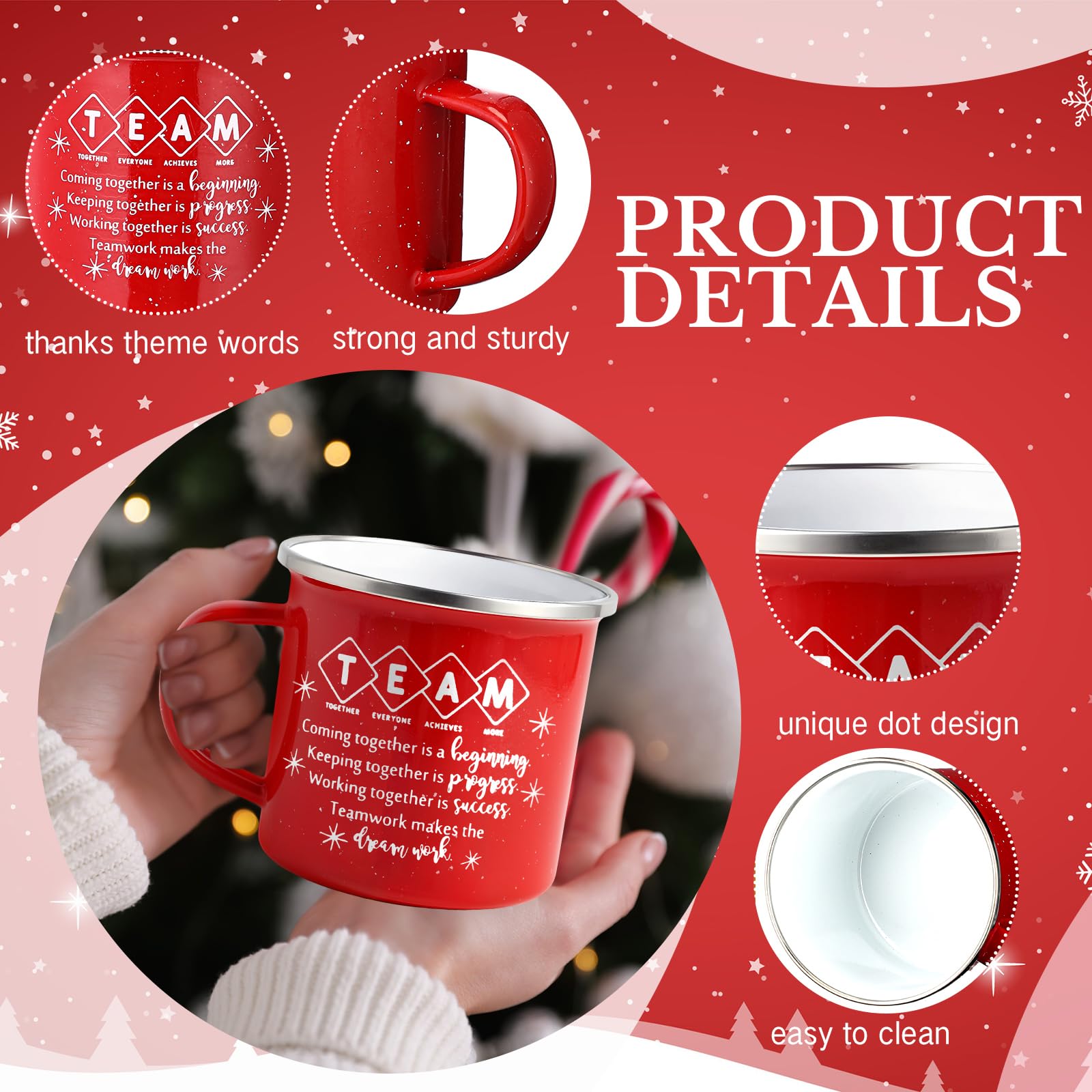 Norme mug features sturdy steel with enamel coating for daily use