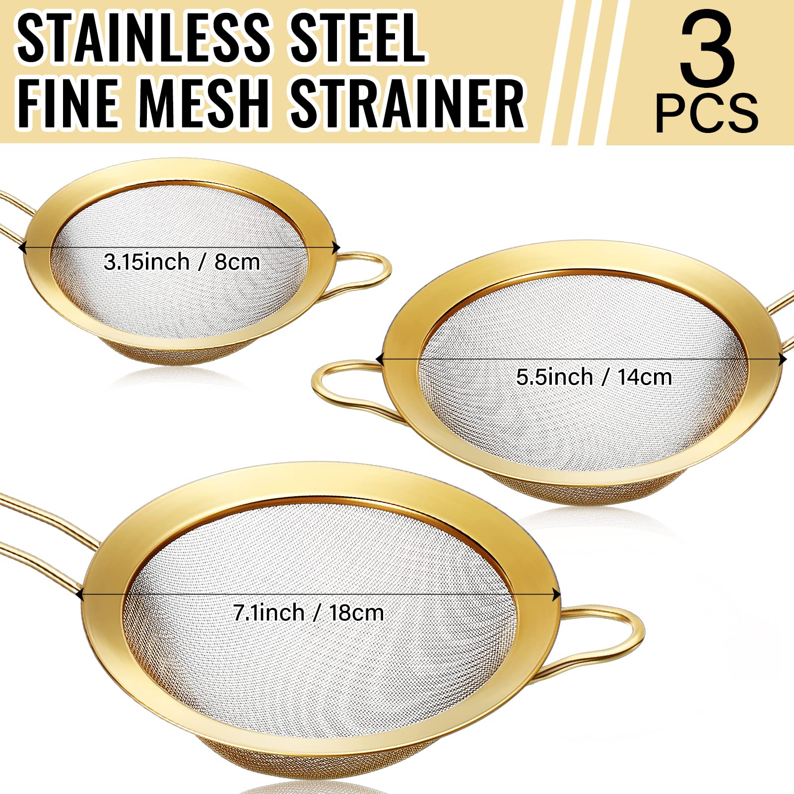 Norme gold strainer 14 cm close-up for vegetables and grains.