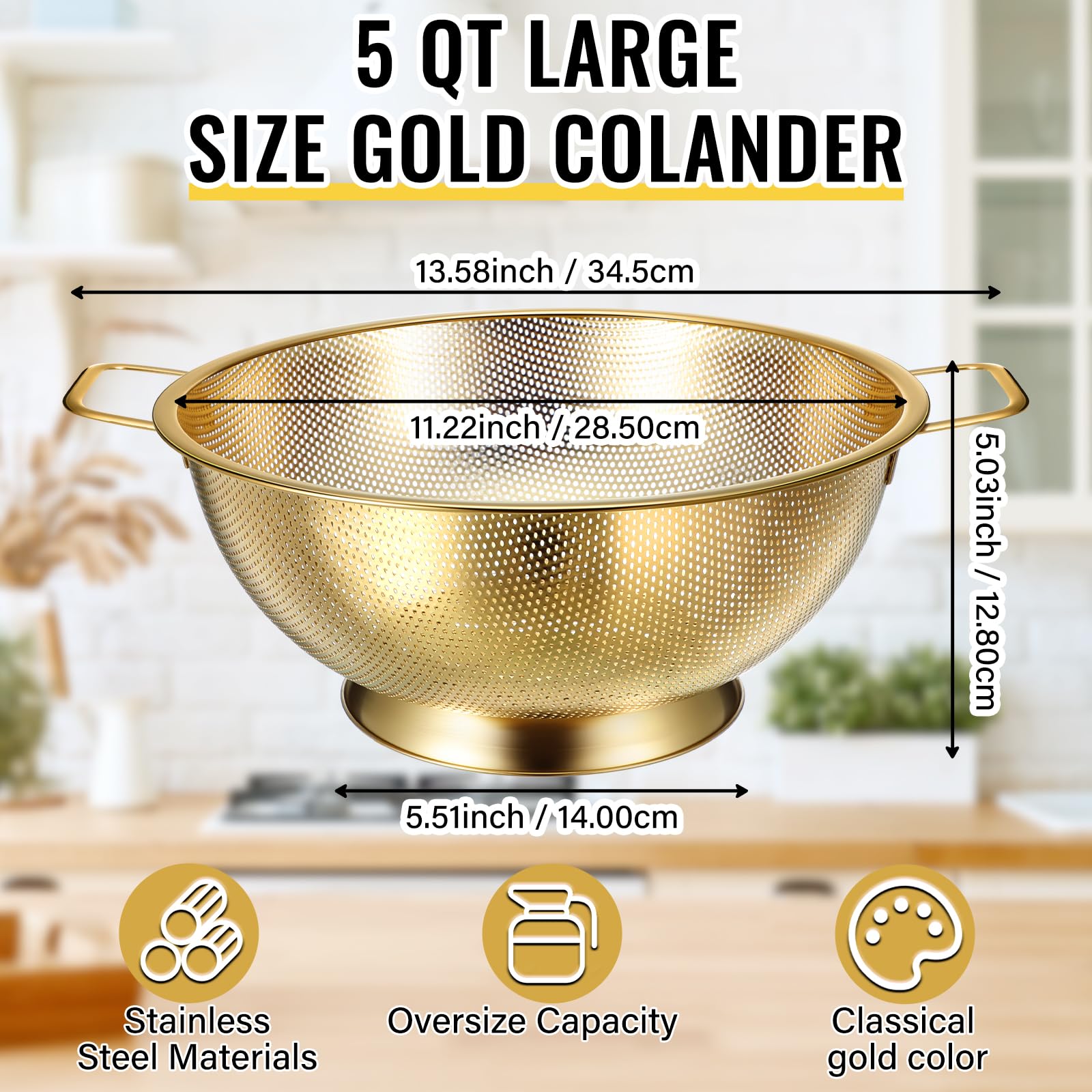 Norme gold strainer 8 cm close-up showing precise sifting and quick rinsing.