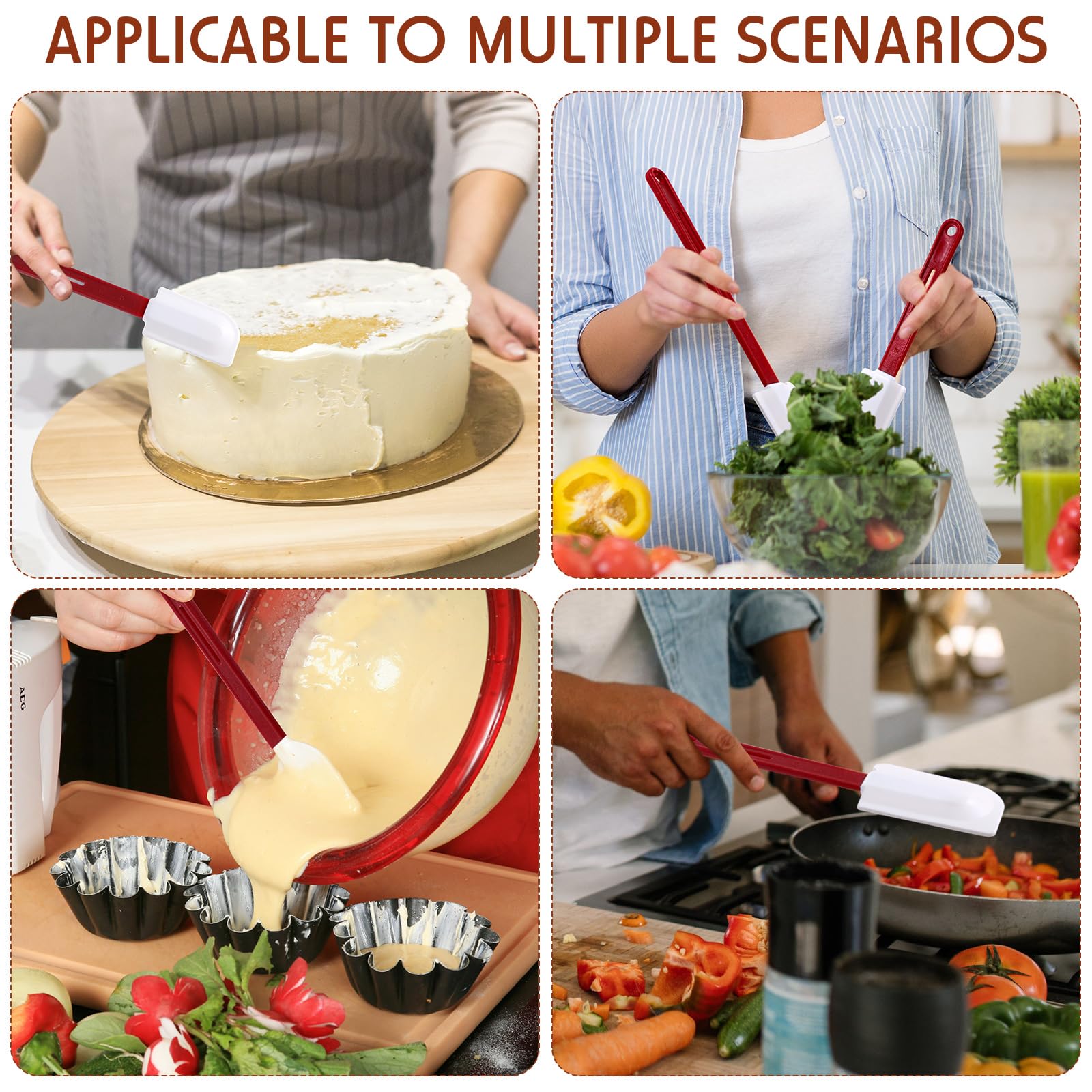 Norme kitchen-use silicone spatula set, versatile for baking, mixing, and scraping.