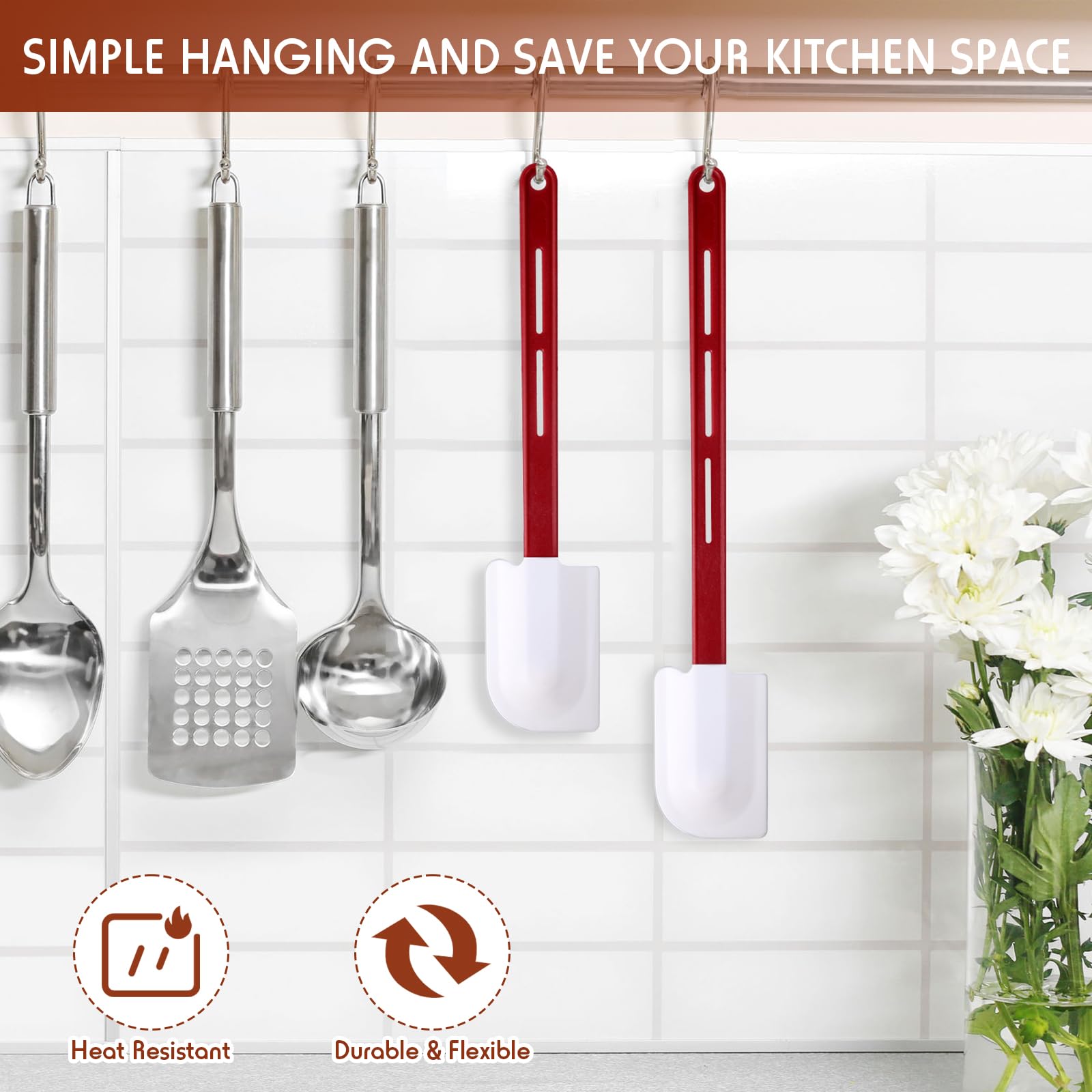 Norme silicone spatula head close-up, flexible edge reaches hard-to-clean corners.