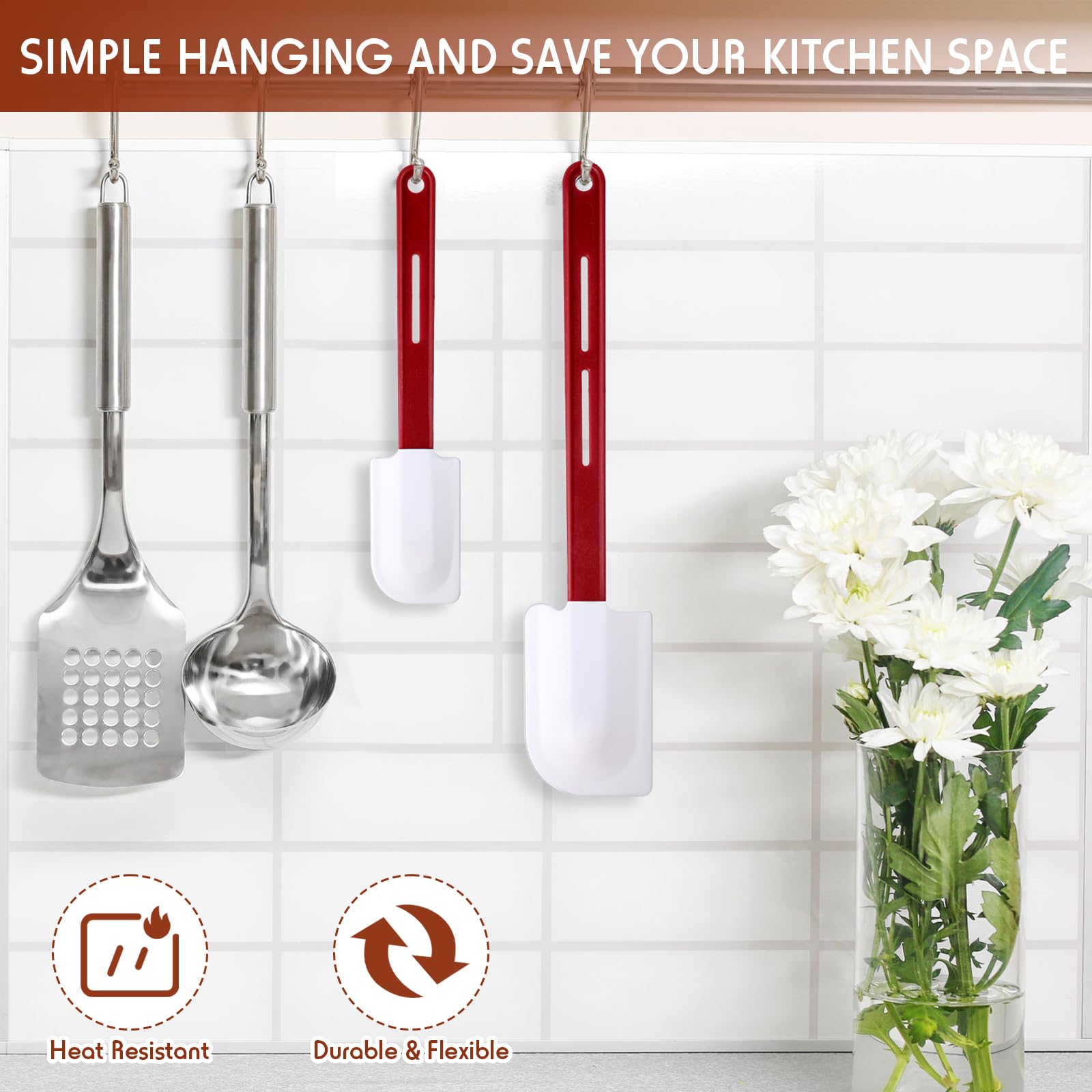 Norme spatula nylon handle with heat resistance ensuring safe contact with hot pans.