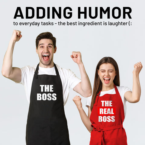 Norpaz his and her aprons with witty prints for playful kitchen moments.