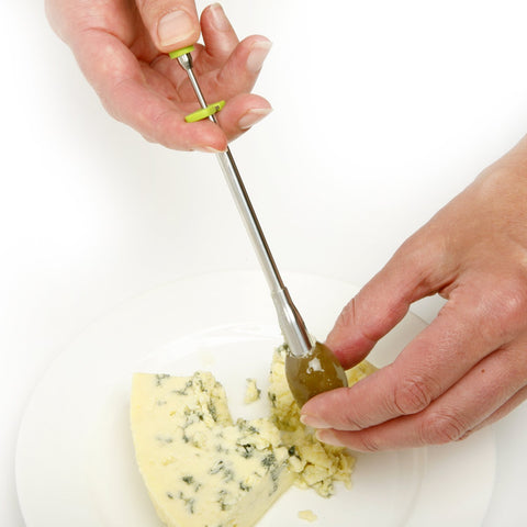 Norpro olive stuffer injects cheese into olives for easy party appetizers.