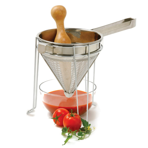 Norpro chinois bouillon strainer close-up showing fine mesh for smooth sauces