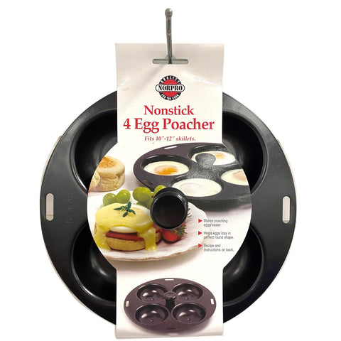 Norpro 992 poacher with stay-cool knob supports safe handling during poaching.
