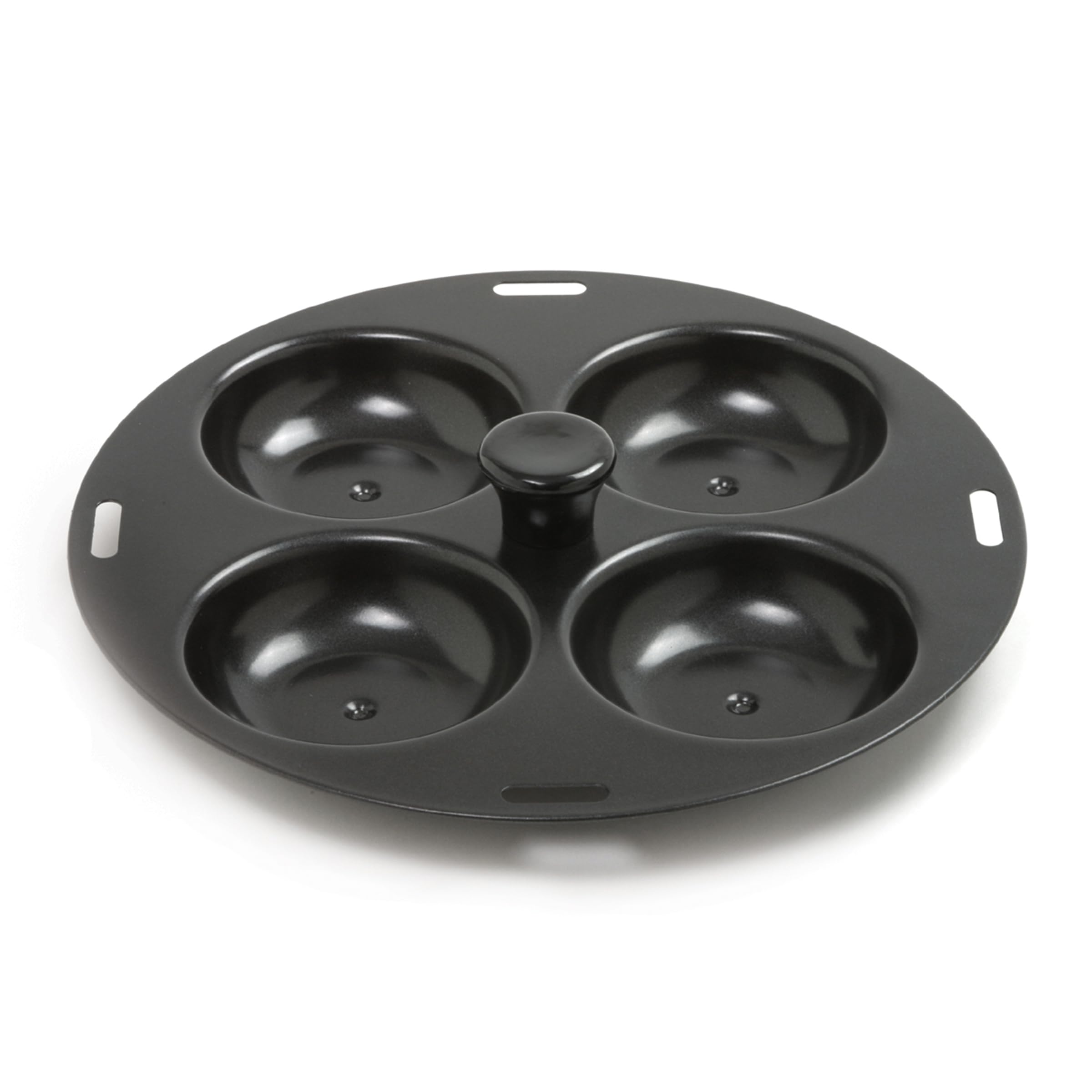 Norpro 992 four-egg poacher top view demonstrates easy release and quick breakfasts.