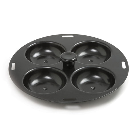 Norpro 992 four-egg poacher top view demonstrates easy release and quick breakfasts.
