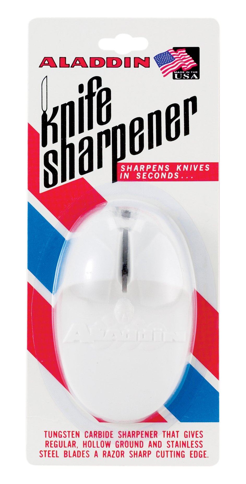 Norpro Aladdin Knife Sharpener mounted on the wall for quick blade touch-ups.
