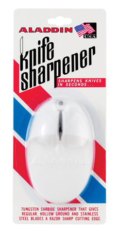 Norpro Aladdin Knife Sharpener mounted on the wall for quick blade touch-ups.