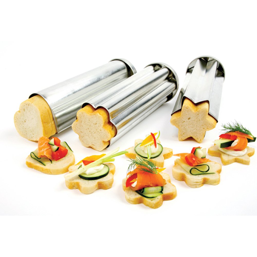Norpro Canape Bread Mold Flower shape for elegant finger sandwiches at parties.