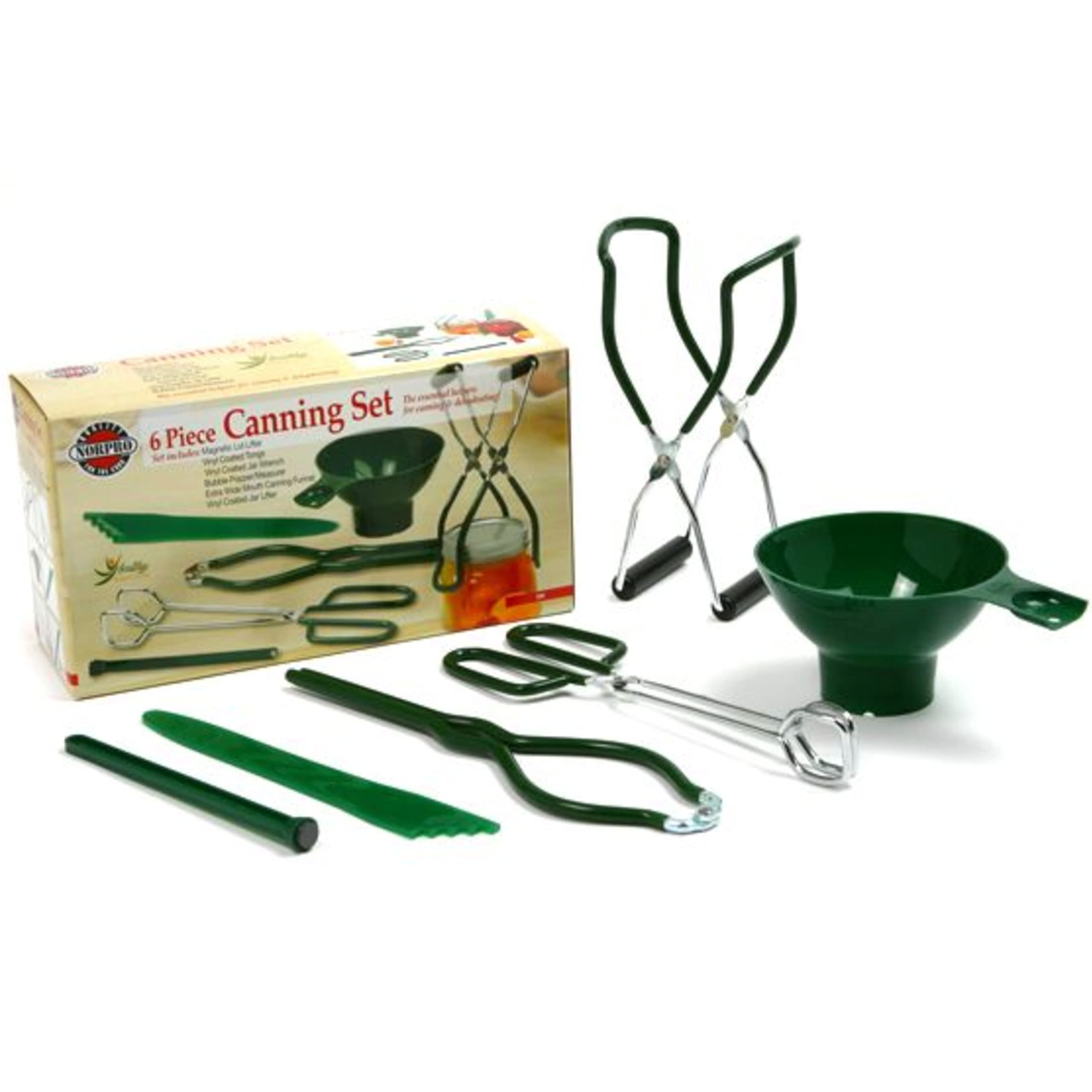 Norpro boxed set contents for home canning beginners and enthusiasts.