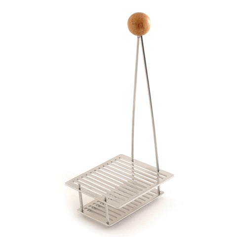 Norpro compact lid rack saves space while holding up to 12 lids.