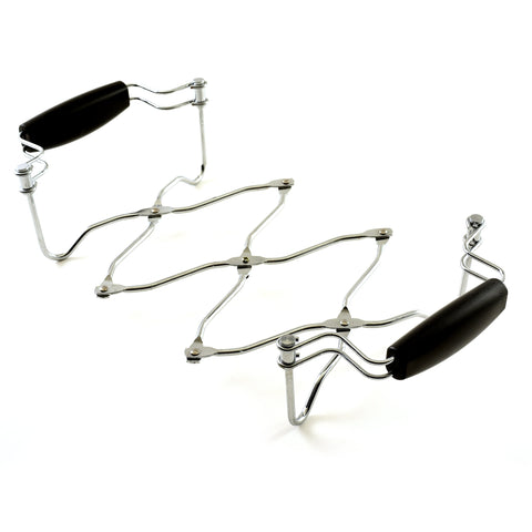Norpro expanding trivet with dish-fit shows adjustable size for various plates.