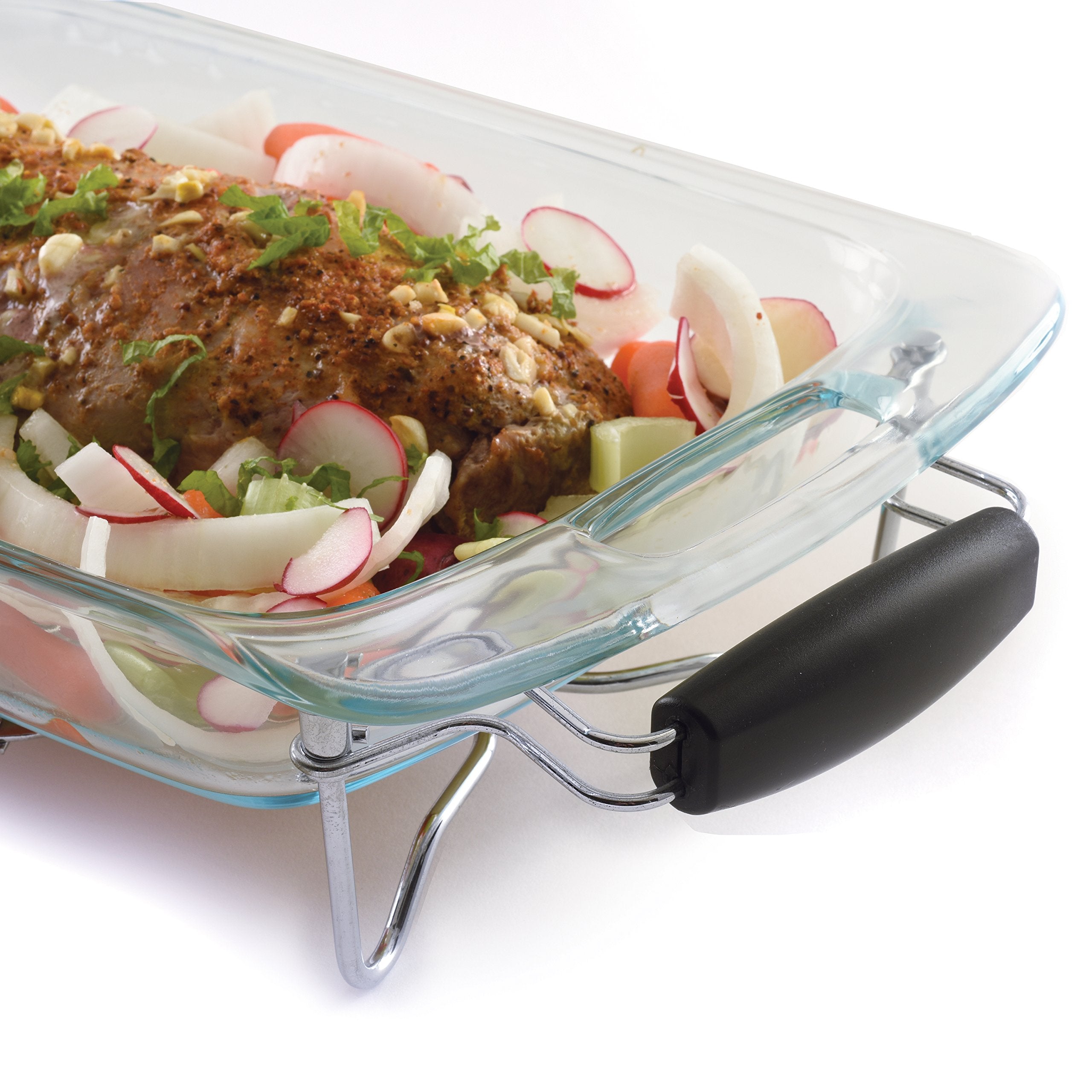 Norpro expanding trivet easy-storage folds flat for compact kitchen organization.