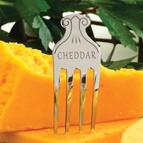 Norpro fork-styled cheese marker isolates slices for easy tasting.