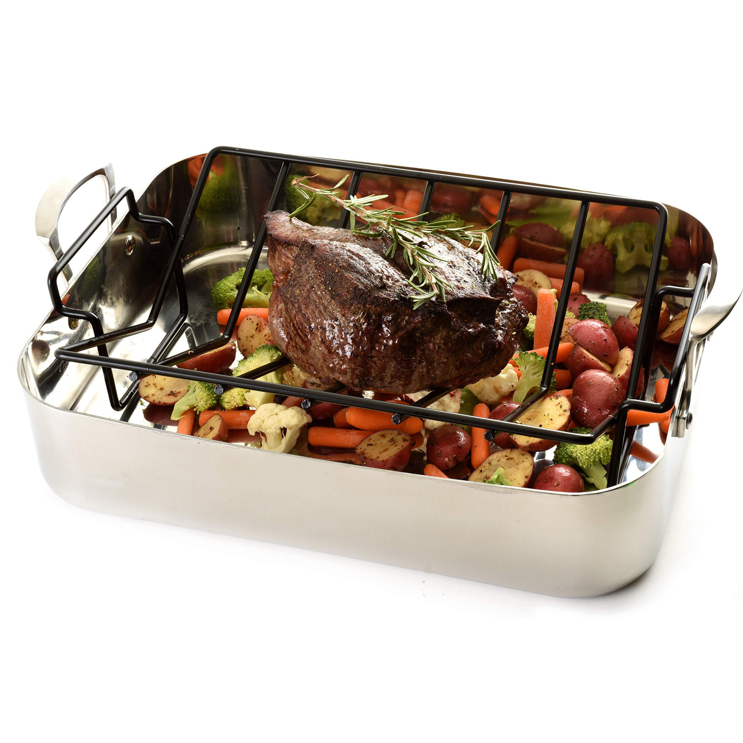 Norpro rectangular roasting rack designed to fit bulky roasts and turkeys