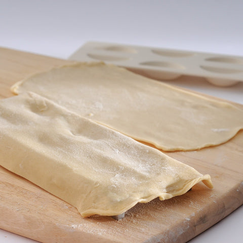 Norpro pierogi maker dough-form creates uniform shells for easy filling.