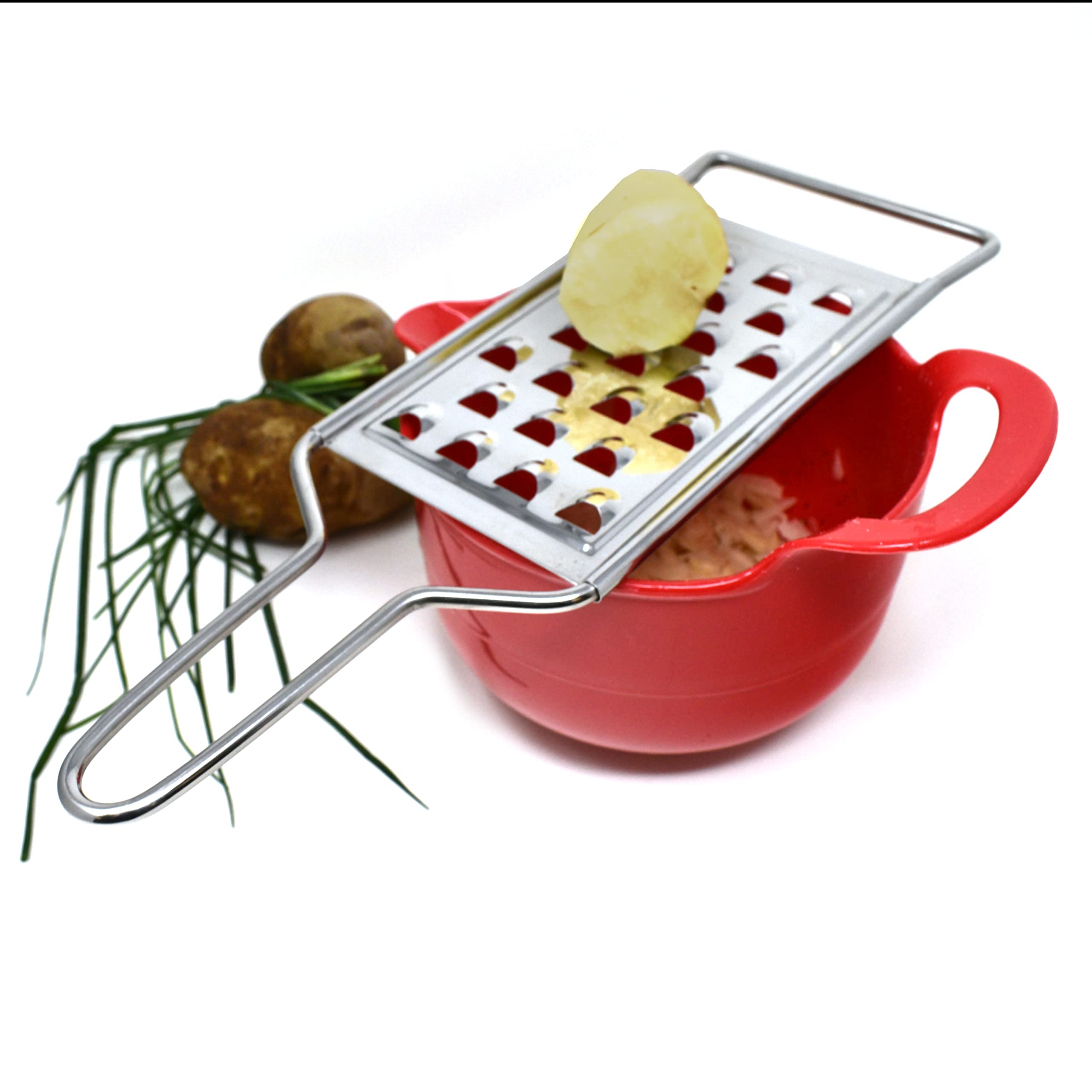 Coarse grating surface on Norpro grater ideal for hash browns and salads.