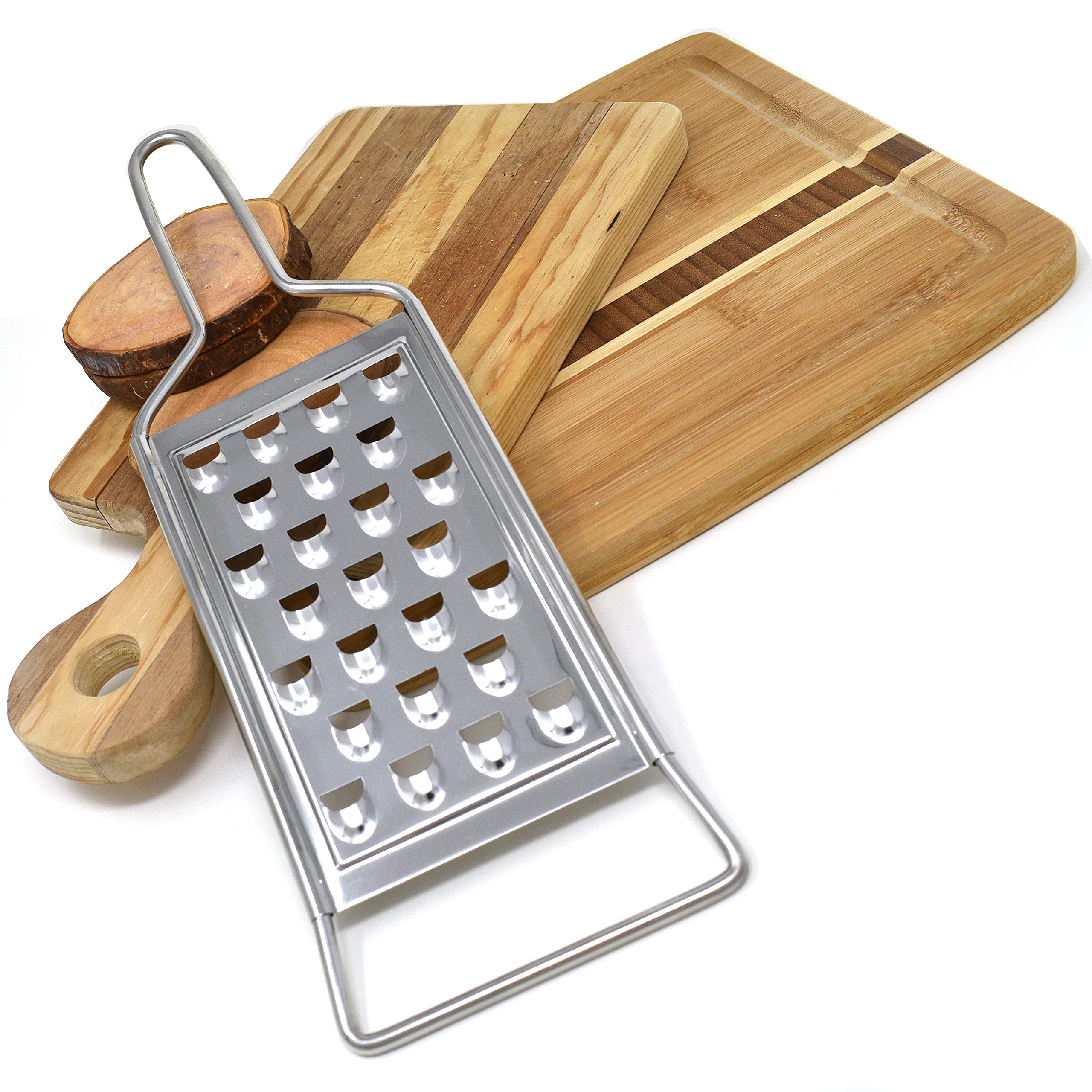 Hang-ready Norpro potato grater for easy storage on kitchen wall.