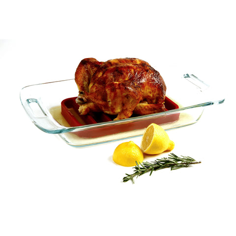 Norpro roasting rack in pan elevates food for even cooking