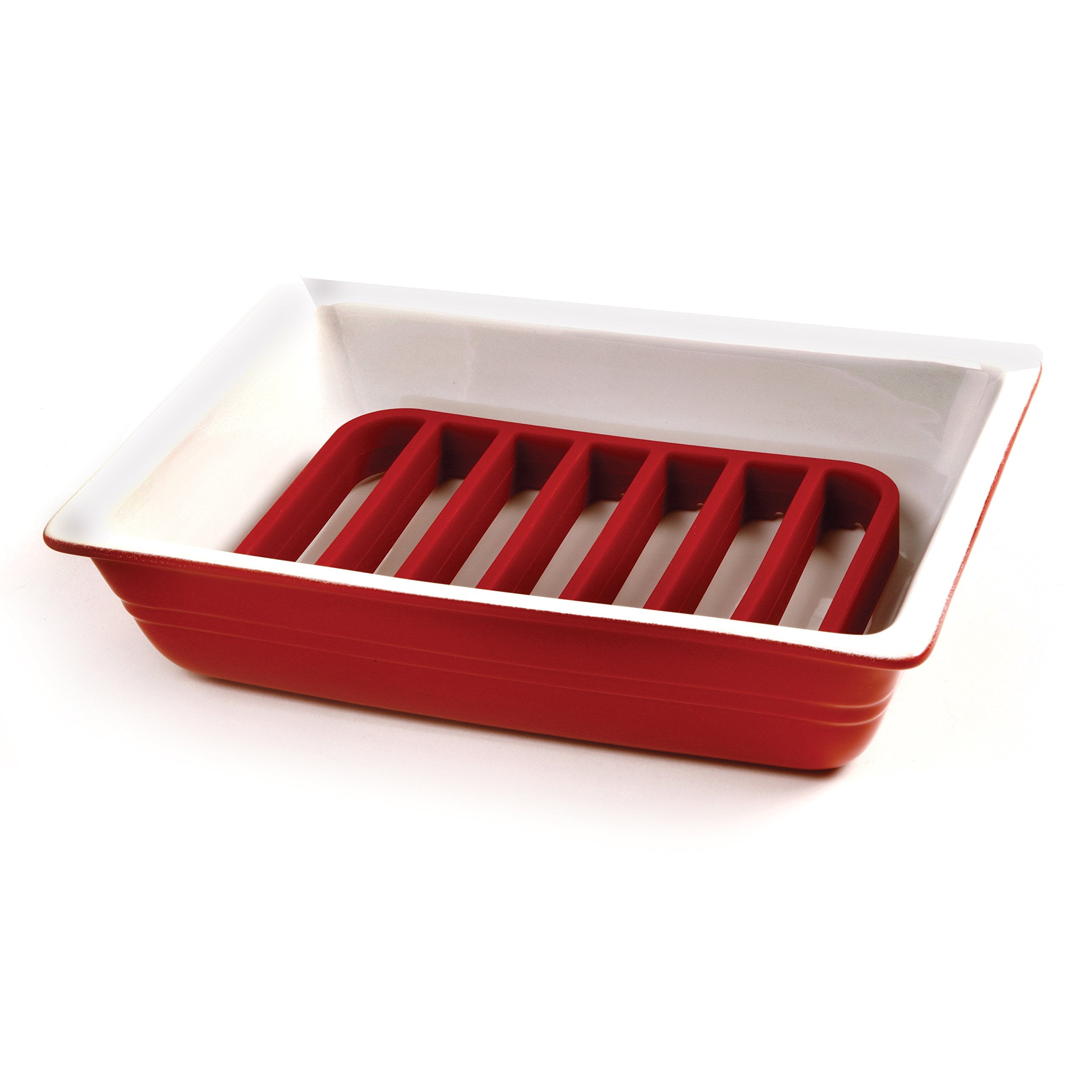 Norpro rack measures 23 by 15 cm for pan fit