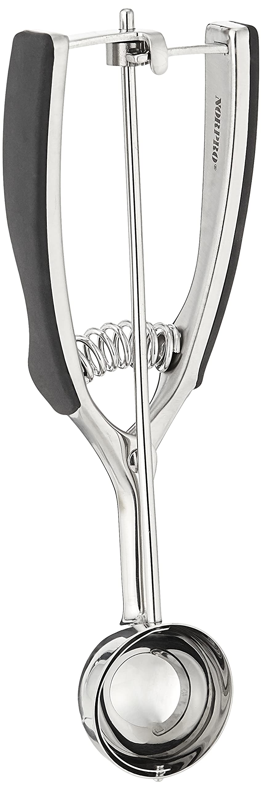 Norpro scoop with Santoprene handle for precise 2-tablespoon portions.