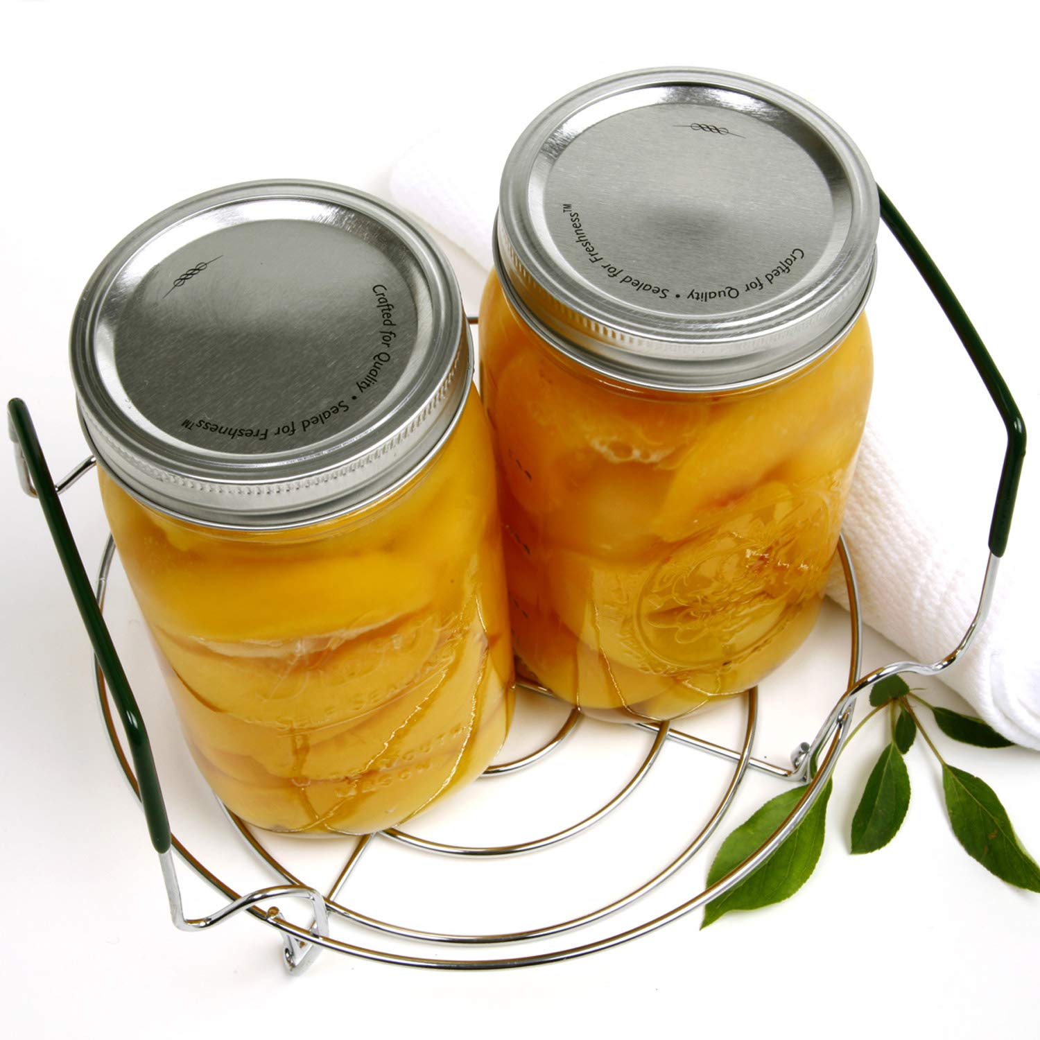 Norpro small canning rack with jars demonstrates jar spacing for small batches