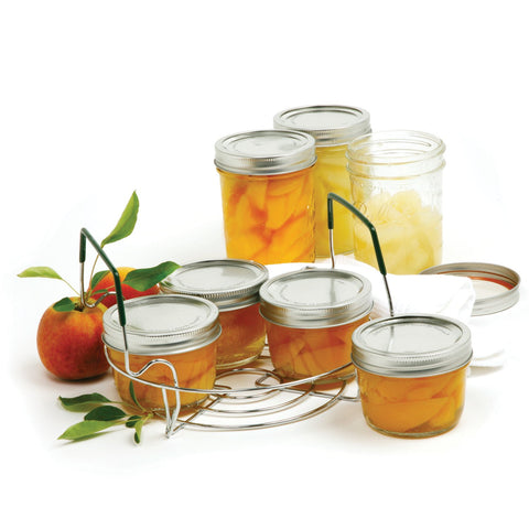 Norpro small canning rack showing water circulation around jars during processing