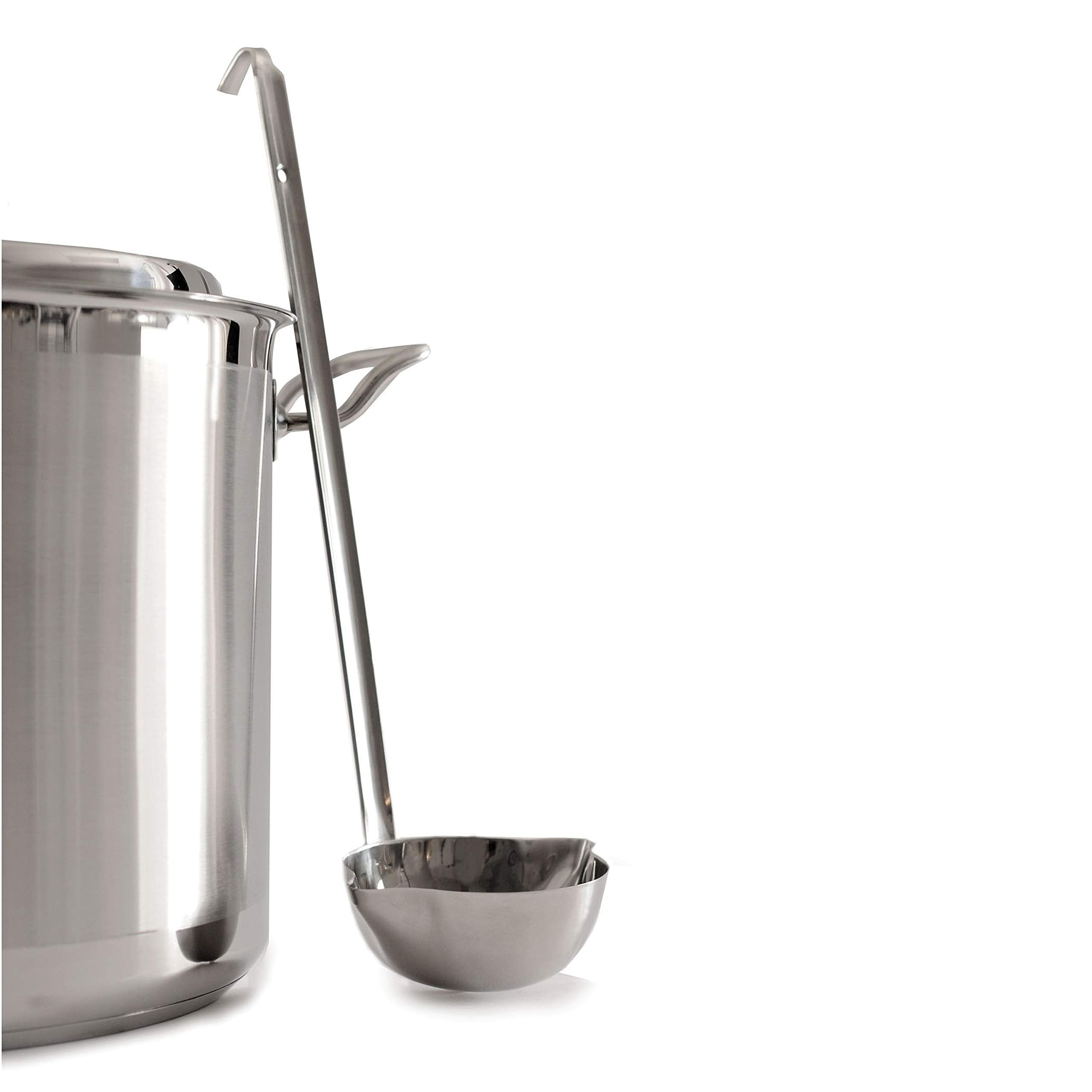 Norpro long 11.5 inch handle reaches into deep pots with ease.