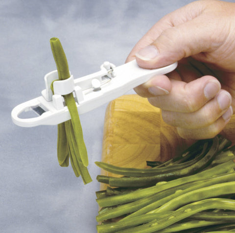 Norpro White French Bean Slicer removes strings and yields neat slices