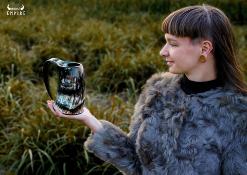 NORSE EMPIRE Viking mug handcrafted from ethical ox horn for safe daily use.
