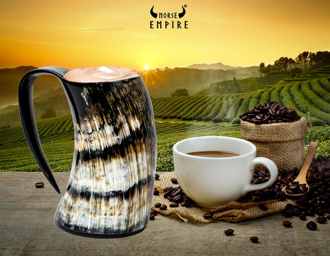 NORSE EMPIRE Handmade horn mug with gift bag included for gifting.