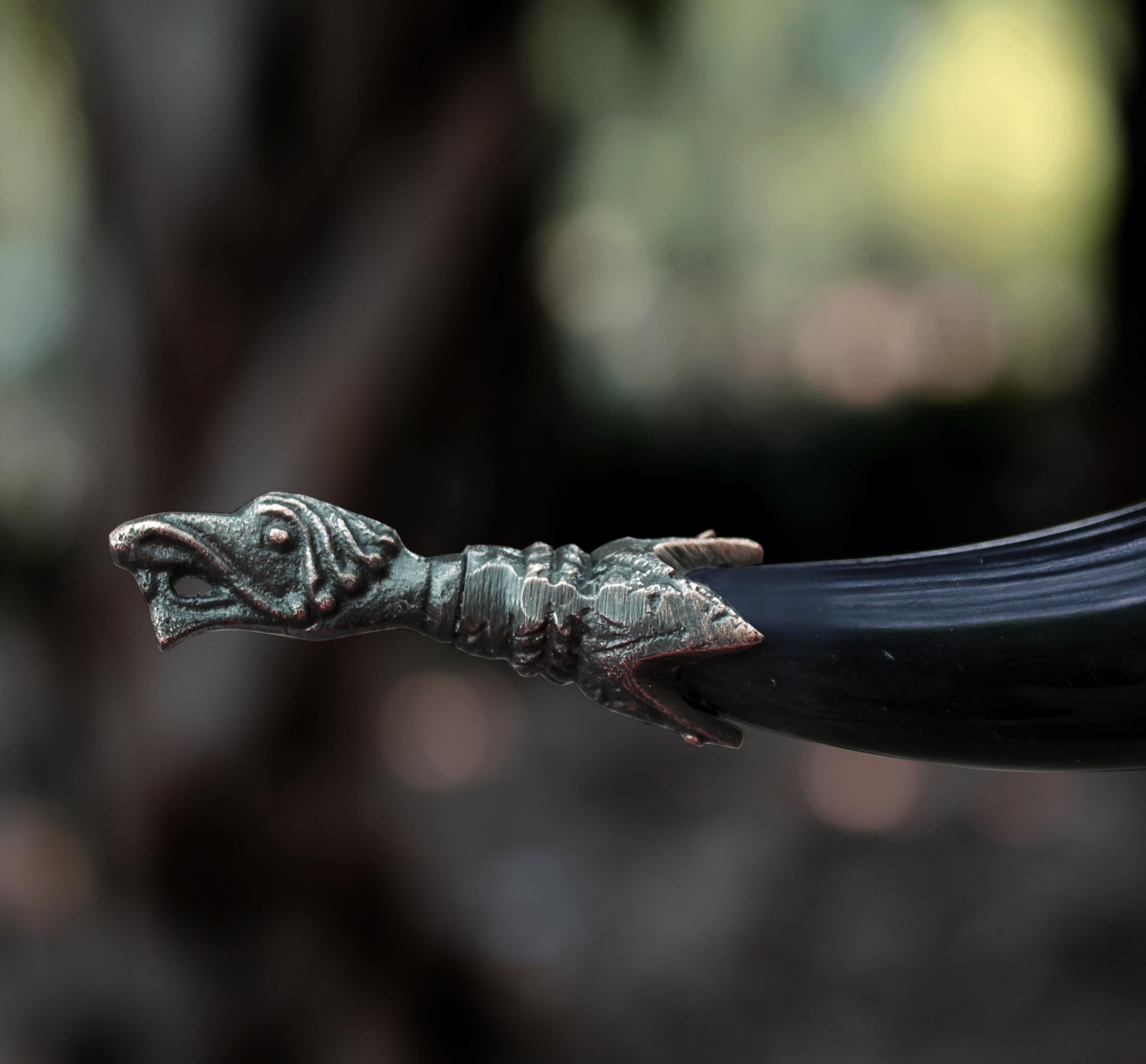 NORSE EMPIRE Viking drinking horn used as decorative display