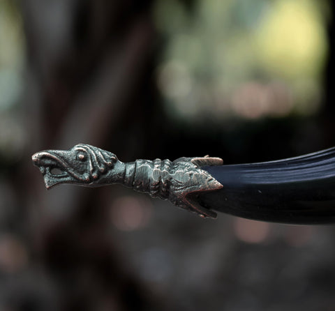 NORSE EMPIRE Viking drinking horn used as decorative display